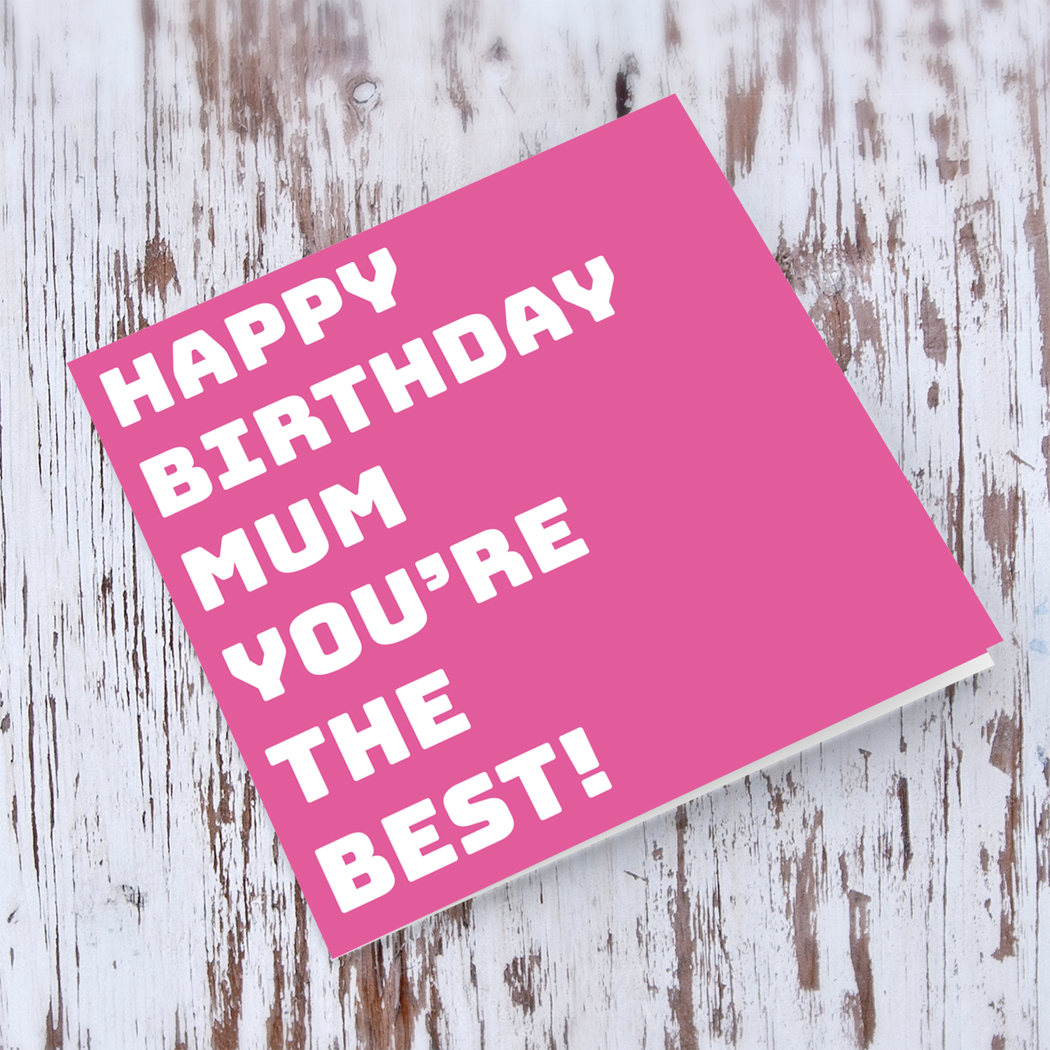 Pink block colour background birthday card for mum in English | Witty  Creations